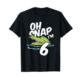 Oh Snap I’m 6 Alligator Crocodile 6th Birthday Gator Party T-Shirt
