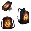 Amzbeauty Fire Football Backpack Set for Boys Girls Kids Elementary