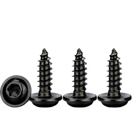 Drenky Self-Tapping Screws Flat Head M4 x 10 mm, Pack of 50 Self-Tapping Screws with Washer, Stainless Steel, A2 V2A Black Wood Screws, Torx Full Thread