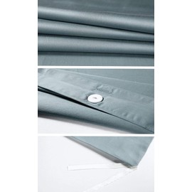 Eikei Solid Color Duvet Cover Luxury Bedding Set 400 Thread Count Egyptian Cotton Long Staple Sateen Weave Breathable Silky Soft Pima Premium Quality Bed Linen (Stormy Sea, King)
