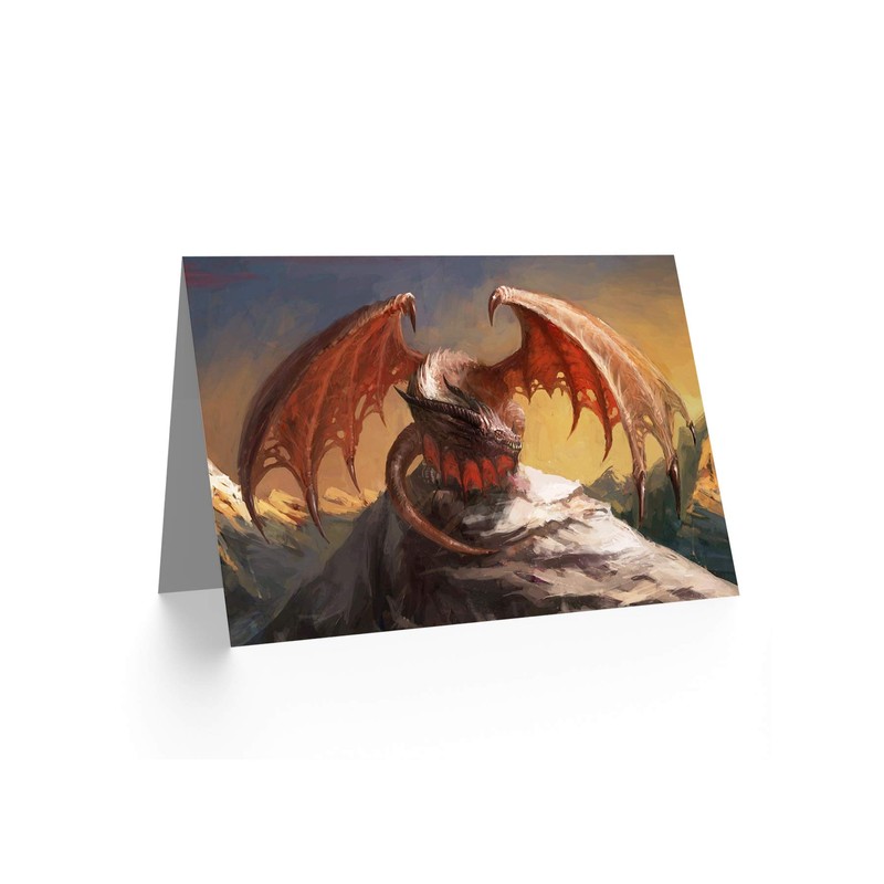 FANTASY DRAGON MOUNTAINS S BLANK GREETINGS BIRTHDAY CARD ART