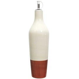 HOME DECO FACTORY, KA0540, Elegant Two-Tone Ceramic Oil Bottle for Oils and Vinegars, Capacity 670 ml, Modern and Practical Design, Ideal for The Kitchen and Table, Orange, White