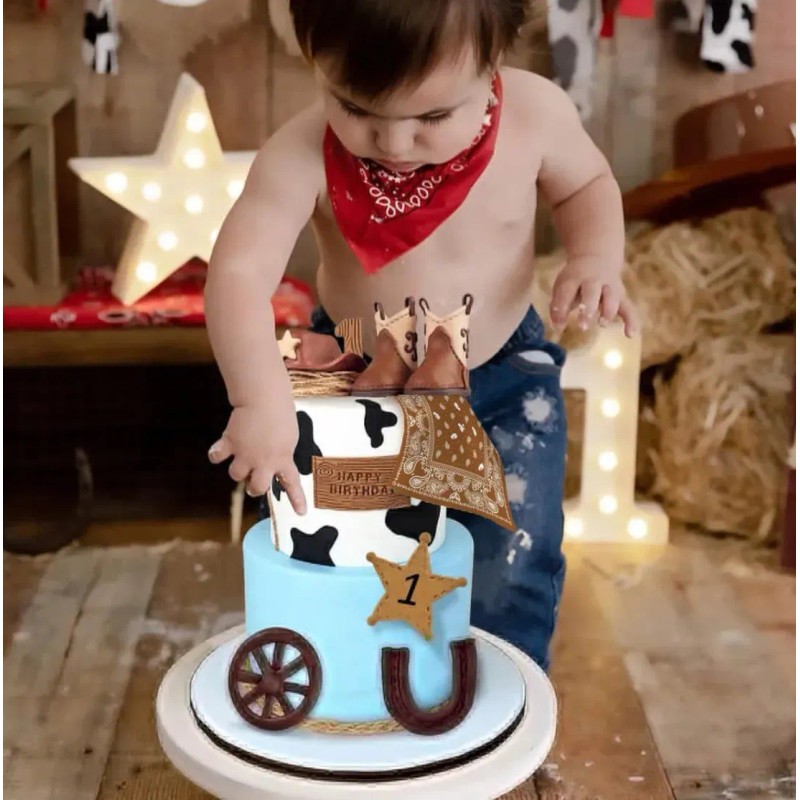 Decoración Pastel De Vaquero Del Oeste Para Fiesta Cumpleaño Rdffcoo