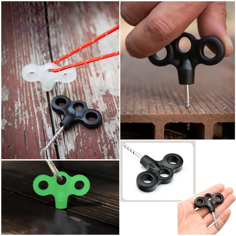 SquEqu 8 Pack Deck Pegs Tent Stakes Wood Screw Hooks