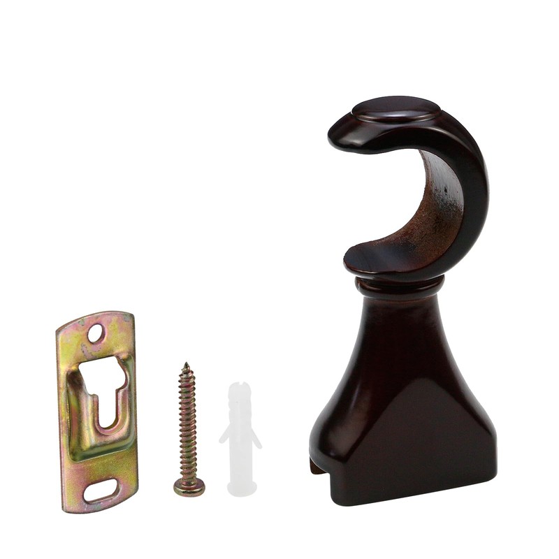 KUMGROT 2 PCS Wood Curtain Rod Brackets 35mm/1.37in Diameter Antique