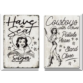 SUPERDANT 2 x Blechschild Have A Seat Sugar Metallschild Vintage Landhaus Retro Blechschilder Herrentoiletten Metallschilder Vintage Wandkunst Für Badezimmer Toilette Öffentliche Toiletten