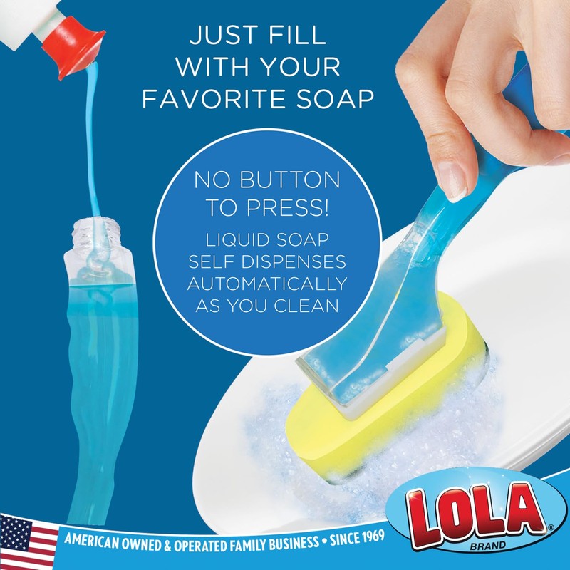 Lola Products Soap Dispenser Dish Brush & Wand, Refillable Liquid
