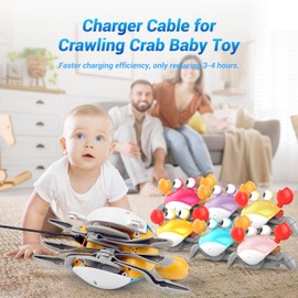 XmtJXn Cable for Crawling Crab Baby Toy: Original Charger Cord for Walking Crab Baby Toy - Tummy Time Crab Toy Charging USB Wire Moving Crab Dog Toy Running Dancing Crab（Type-C）