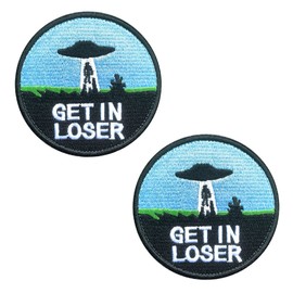 2 Pieces Funny Get in Loser Tactical Hook and Loop Embroidery Moral Military Emblem Patch for Clothes Jacket Backpacks Vest Uniforms Clothes