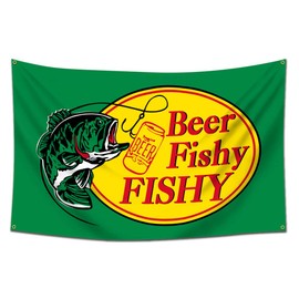 ENMOON Beer Fishy Fishy Flag 3X5Ft Banner 4 Strong Brass Buckles 100% Polyester Fade Resistant For Indoor Outdoor Garden Decoration