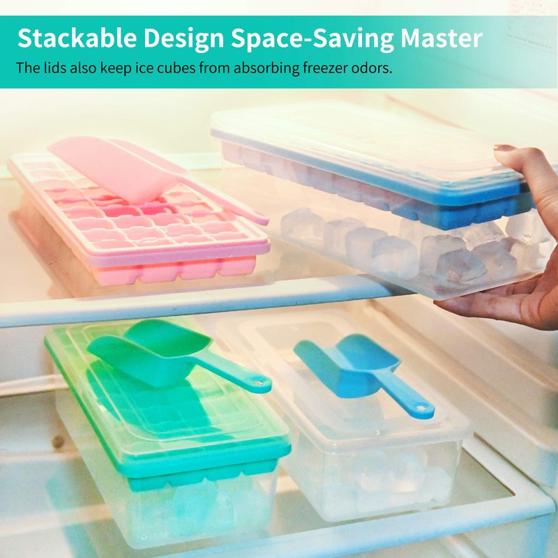 Food-grade Silicone Ice Cube Tray with Lid and Storage Bin