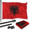 G128 Flag Pole 6FT Black & Albania Flag 3x5FT Combo