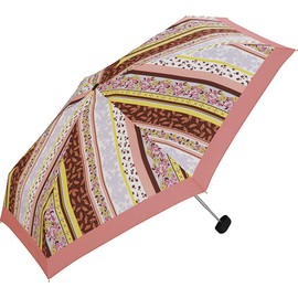 Wpc. 3202-261 Rain Umbrella, Pattern, Striped Mini Pink, Folding Umbrella, Women's, For Rain or Shine, Drawstring Pouch, For Work or School, Stylish, Cute