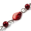Avalaya Red Shell Composite & Imitation Pearl Bead Silver Tone