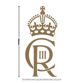 Gold King Charles III Royal Cypher Decal Logo Car Van Vinyl Sticker