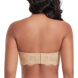 DotVol Women's Full Figure Strapless Bra Multiway Plus Size Underwire Contour Beauty Back Bra(Nude,38F)