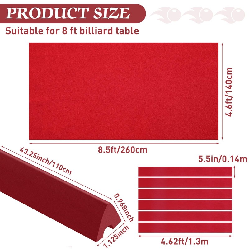 Mixweer Billiard Cloth for 8 ft Pool Table Pre Cut