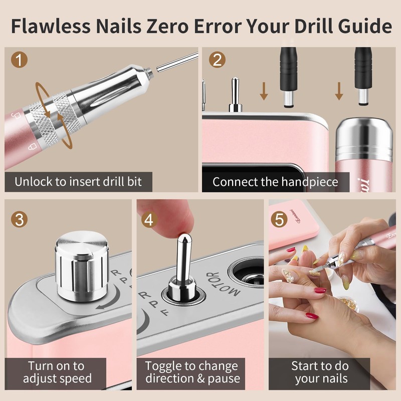 Enniewi Nail Cutter 35000RPM 028U4 Pink