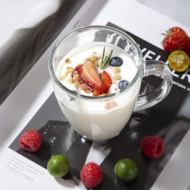 D.M DESIGN•MASTER [2 Pack,12 OZ] - Premium Glass Coffee Mugs with Vertical Stripes,Transparent Tea Glasses for Hot/Cold Beverages, Perfect Design for Americano, Cappuccino, Latte or Tea and Beverage.