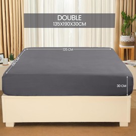 Utopia Bedding Double Fitted Sheet, Grey - 12 Inch (30cm) Deep - Easy Care - Soft Brushed Microfibre Fabric - Shrinkage and Fade Resistant - Bottom Sheet