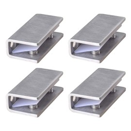 4Pcs Stainless Steel Glass Shelf Clip Clamp Bracket Support Adjustable 304 Stainless Steel Glass Clip Shelf Brackets Holder Support 0.3" to 0.5"/ 8 to 12mm Thick
