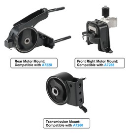 JDMON 3Pcs Engine Mount Trans Motor Mount Kit Replacement for 2000-2005 Toyota Echo 1.5L Manual Transmission, 2004 2005 2006 Scion xA xB 1.5L Compatible with A7228 A7260 A7288
