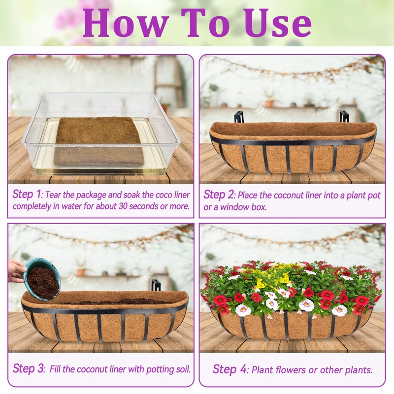 Halatool 36" Coco Liners for Planters, 2 Pack Coconut Fiber