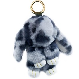 Sqzrpomddy Keychain Cute Leopard Print Rabbit Fluffy Key Ring Bag Hanging Decoration Rabbit Keychain Backpack, gray (dark gray)