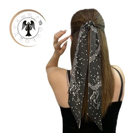Purse Scarf Silk Hair Scarf for Handbags – A Double-Sided Fashion Skinny Scarves for Women Works as a Silk Headband Hair Ribbon Thin Neck Wrap Bag Handle Tie or Belt Accessory, Zodiac sign VIRGO