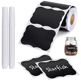 MAZYPO Chalkboard Labels-158 Waterproof Reusable Blackboard Stickers with 2 Free Erasable Chalk Pen for Mason Jars, Parties, Craft Rooms, Weddings, Store and Decoration