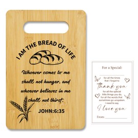 Christian Bamboo Cutting Board-I am the Bread of Life, Charcuterie Board for Kitchen decor, Christian Religious Gifts for Couple Neighbor Family Friends -14