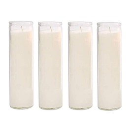 Brilux Classic White Candles in Glass, Set of 4, 8-INCHES Tall