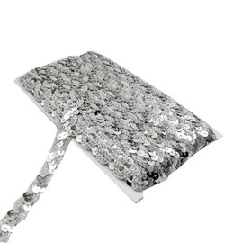 Yalulu 10 Metres Shiny Braided Decorative Ribbon Sequin Ribbon Glitter Border Made of Decorative Ribbon Decorative Ribbon Gift Ribbon Border Ribbon Cord Ribbon Sewing DIY Craft Projects (Silver)