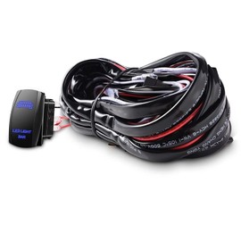 8FT 40A 12V LED Light Bar Strobe Wiring Harness Kit ON Off Switch Power Relay Blade Fuse for Off Road Driving Lights Fog Work Lights 3 Wire (1 Leads)