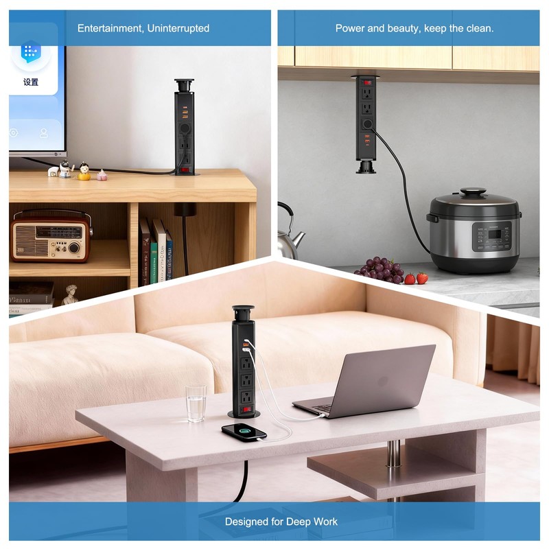 Pop Up Electrical Outlet for Countertop with 30W Max Fast