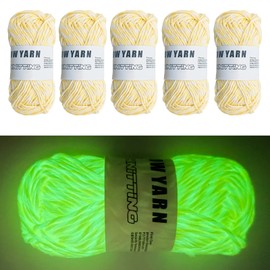 5pcs Glow in The Dark Variegated Yarn,Acrylic Yarn for Crocheting,uminous Yarn,DIY Craft, Yarn,Luminous Yarn for Woven Pendants, Accessories and Other Small Items.55 Yards Per Roll. (Tender Yellow)