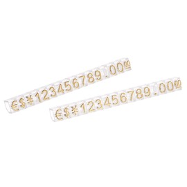 sourcing map Adjustable Removable Mini Cube Price Tag Display Number Letter Price Label Stand Block Kit for Shop Counter Gold on Clear,3.8x6.9mm,14 Sets
