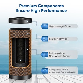 PUREPLUS 5 Micron 10" x 4.5" Whole House Coconut Shell Activated Carbon and KDF Water Filter, Heavy Metal Removal Replacement Water Filter, CTO10BB-KDF, 3 PACK