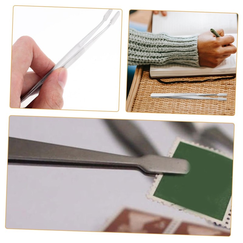 Operitacx 6pcs Stainless Steel Stamp Tweezers Precision Hobby Tweezers for