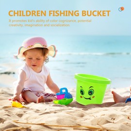 ledmomo Kids Bucket Plastic Smile Sand Play Water Play Set of 5 Green