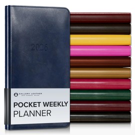Gallery Leather Pocket Weekly Planner 2026 - Acadia Navy - 6x3.25"