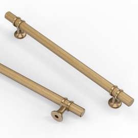 Alzassbg 10 Pack Champagne Bronze Cabinet Pulls, 10 Inch(254mm) Hole Centers Knurled Cabinet Handles Kitchen Hardware for Cabinets and Drawers AL3087BRG