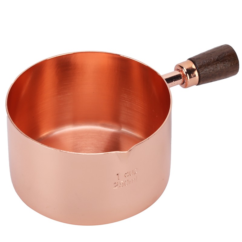 Sauce Pan Wooden Handle Rose Gold Stainless Steel Sauce Pot