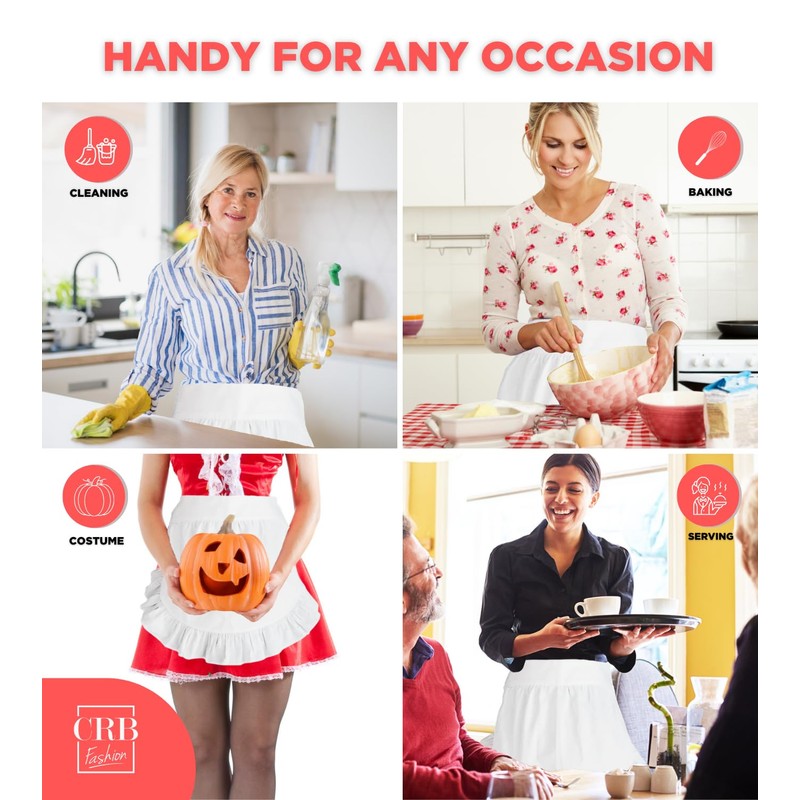 CRB Fashion Waist Apron Kitchen Cooking Restaurant 100% Cotton Bistro