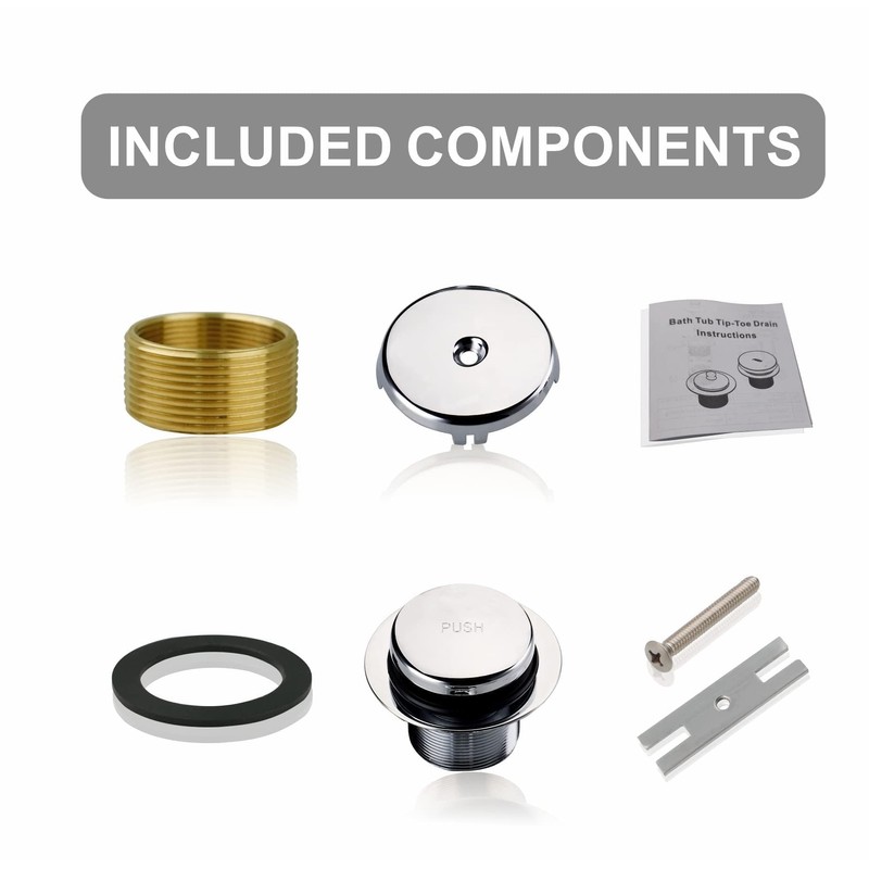 Chrome Bathtub Drain Tip-Toe Single Hole,Welsan Tub Drain Trim Set