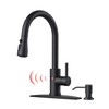 FORIOUS Black Touchless Kitchen Faucet with Soap Dispenser, Hands-Free, Smart