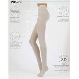 CALZITALY Classic Opaque Microfibre Tights for Everyday Use, Black, Cream, S, M, L, XL, 100 Denier, Made in Italy, Cream