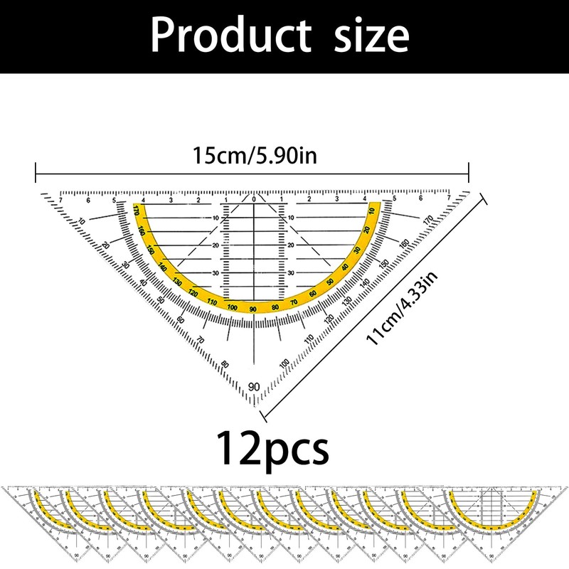 ZIOYA Set Square Plastic Geometry Triangle Flexible Set Square Drawing