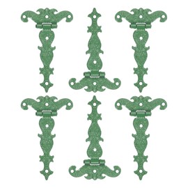 sourcing map 3.5 Inch Door Tee Hinge, 6Pcs T-Strap Hinges Retro Decorative Hinge for Wooden Fences Yard Doors Barn Gate Wooden Box, Dark Green