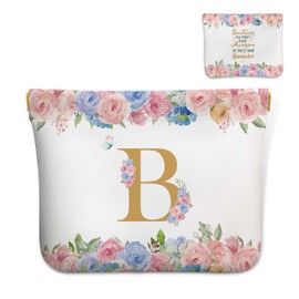 URMISU You Are Awesome Initial PU Leather Makeup Bag for Women, Small Cosmetic Bag for Purse, Travel Makeup Pouch & Coin Purse Lipstick Organizer, Gifts for Grandma, Mom, Mothers Day (Letter B)